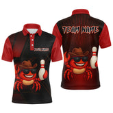 Maxcorners Custom Red Funny Crab Bowling Team Shirt Men Bowling Jersey Outfit Polo & 1/4-Zip Bowler Gift LM2608