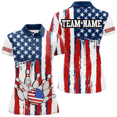 Maxcorners American Bowling Polo Shirt For Men Custom Bowling Team Shirt Bowlers Jersey
