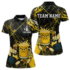 Maxcorners Custom Yellow Funny Beer Bowling Shirt Team Bowling League Jersey for Men Bowling Outfit LM1109