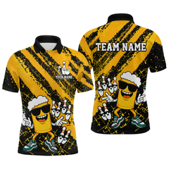 Maxcorners Custom Funny Beer Bowling Shirt Team Bowling League Jersey for Men Polo & 1/4-Zip LM2608