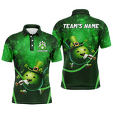 Maxcorners Lucky Bowling Shirt For Men St. Patrick Day Bowling Shirt Custom Green Polo Shir