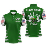 Maxcorners Lucky Bowling Shirt For Men St. Patrick Day Bowling Shirt Custom Green Polo Shirt