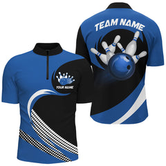 Maxcorners Personalized Blue Bowling Shirts Custom Bowling Team Jersey Polo Bowling Shirts