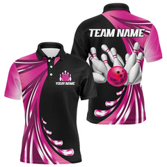 Maxcorners Personalized Pink Bowling Team Jersey Custom Bowling Polo Shirt For Men And Women