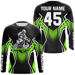 Maxcorners Green Motocross Jersey Men Women Kid Upf30+ Custom Dirt Bike Shirt Off-Road Jersey Boys Girls MT2809