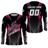 Maxcorners Personalized Pink Motocross Jersey Kid&Adult Upf30+ Dirt Bike Shirt Off-Road Motorcycle Racing MT2709