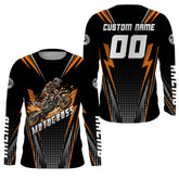 Maxcorners Personalized Orange Motocross Jersey Kid&Adult Upf30+ Dirt Bike Shirt Off-Road Motorcycle Racing MT2709