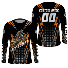 Maxcorners Personalized Orange Motocross Jersey Kid&Adult Upf30+ Dirt Bike Shirt Off-Road Motorcycle Racing MT2709
