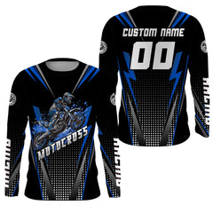 Maxcorners Personalized Blue Motocross Jersey Kid&Adult Upf30+ Dirt Bike Shirt Off-Road Motorcycle Racing MT2709