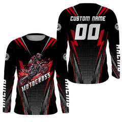 Maxcorners Personalized Red Motocross Jersey Kid&Adult Upf30+ Dirt Bike Shirt Off-Road Motorcycle Racing MT2709