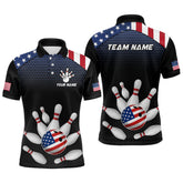 Maxcorners Custom American Flag Bowling Jersey Patriotic Bowling Polo Shirt For Team