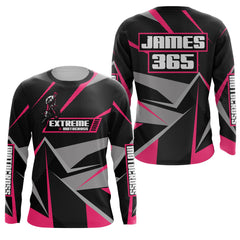 Maxcorners Pink Motocross Racing Jersey Men Women Kid UPF30+ Custom Dirt Bike Shirt Off-Road Motorcycle MT2709