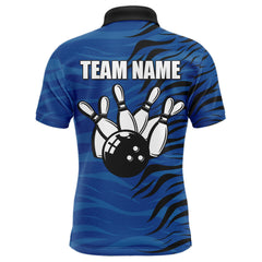 Maxcorners Blue Bowling Customized Name And Team Name 3D Shirt