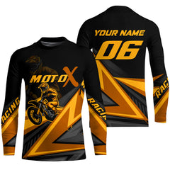 Maxcorners Personalized MotoX Jersey Adult&Kid Upf30+ Orange Motocross Dirt Bike Shirt Off-Road Racing Jersey MT2709