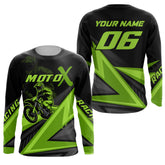 Maxcorners Personalized MotoX Jersey Adult&Kid Upf30+ Green Motocross Dirt Bike Shirt Off-Road Racing Jersey MT2709