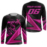 Maxcorners Personalized MotoX Jersey Adult&Kid Upf30+ Pink Motocross Dirt Bike Shirt Off-Road Racing Jersey MT2709