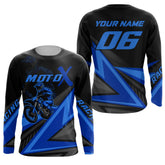 Maxcorners Personalized MotoX Jersey Adult&Kid Upf30+ Blue Motocross Dirt Bike Shirt Off-Road Racing Jersey MT2709