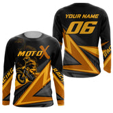 Maxcorners Personalized MotoX Jersey Adult&Kid Upf30+ Orange Motocross Dirt Bike Shirt Off-Road Racing Jersey MT2709
