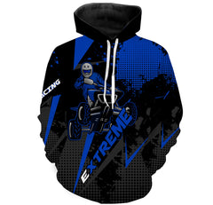 Maxcorners Custom Blue Quad Bike Hoodie Men Women Extreme ATV Motocross Hooded Jersey For Adult MT2709