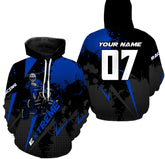 Maxcorners Custom Blue Quad Bike Hoodie Men Women Extreme ATV Motocross Hooded Jersey For Adult MT2709