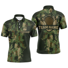 Maxcorners Bowling Ball And Pins Camo Mutilcolor Options Customized Name, Team Name 3D Polo Shirt Unisex