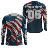 Maxcorners American Flag Motocross Jersey Youth Men Women UPF30+ Custom Dirt Bike Shirt Motorcycle LM2809