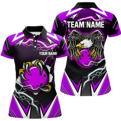 Maxcorners Custom Eagle Bowling Shirts For Men & Women Polo Bowling Team Jerseys | Purple