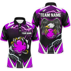 Maxcorners Custom Eagle Bowling Shirts For Men & Women Polo Bowling Team Jerseys | Purple