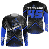 Maxcorners Custom Motocross Riding Jersey Men Women Kid Upf30+ Blue MX Dirt Bike Shirt Off-Road Jersey MT2709