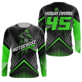 Maxcorners Custom Motocross Riding Jersey Men Women Kid Upf30+ Green MX Dirt Bike Shirt Off-Road Jersey MT2709