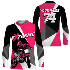 Maxcorners Kid Men Women Dirt Bike Jersey Pink Upf30+ Custom Motocross Shirt Motorcycle Racing MT2809