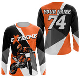 Maxcorners Kid Men Women Dirt Bike Jersey Orange Upf30+ Custom Motocross Shirt Motorcycle Racing MT2809