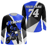 Maxcorners Kid Men Women Dirt Bike Jersey Blue Upf30+ Custom Motocross Shirt Motorcycle Racing MT2809