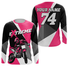 Maxcorners Kid Men Women Dirt Bike Jersey Pink Upf30+ Custom Motocross Shirt Motorcycle Racing MT2809