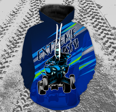 Maxcorners Custom Blue ATV Quad Hoodie Men Women Extreme ATV Motocross Quad Bike Hooded Jersey MT2709