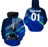 Maxcorners Custom Blue ATV Quad Hoodie Men Women Extreme ATV Motocross Quad Bike Hooded Jersey MT2709