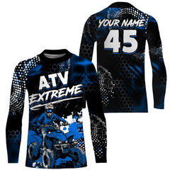 Maxcorners Blue ATV Motocross Jersey Kid Men Women UPF30+ Custom Quad Bike Shirt Off-Road PDT843 MT2809