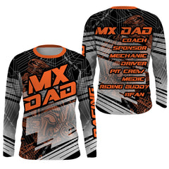 Maxcorners MX Dad Jersey UPF30+ Custom Dirt Bike Shirt Orange Motocross Racing Long Sleeves LM2809