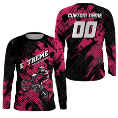 Maxcorners Custom Dirt Bike Jersey Kid Men Women Upf30+ Pink Motocross Racing Shirt Motorcycle MT2709