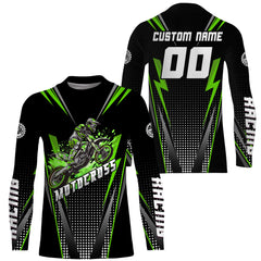 Maxcorners Personalized Green Motocross Jersey Kid&Adult Upf30+ Dirt Bike Shirt Off-Road Motorcycle Racing MT2709