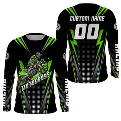 Maxcorners Personalized Green Motocross Jersey Kid&Adult Upf30+ Dirt Bike Shirt Off-Road Motorcycle Racing MT2709