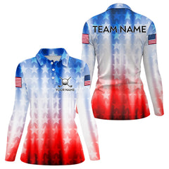 Maxcorners Patriotic Golf Polo Shirt for Men Women Custom Golf Shirts Red and Blue Golf ApparelMT0306