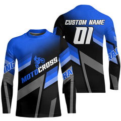 Maxcorners Motocross Racing Dirt Bike Jersey Blue Upf30+ Motorcycle Shirt For Kid Men Women MT2709