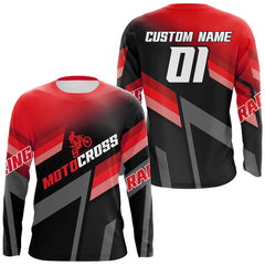 Maxcorners Motocross Racing Dirt Bike Jersey Red Upf30+ Motorcycle Shirt For Kid Men Women MT2709