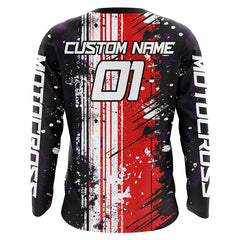 Maxcorners Motocross Racing Jersey Upf30+ Dirt Bike Jersey Motorcycle Off-Road Shirt Red MT2709