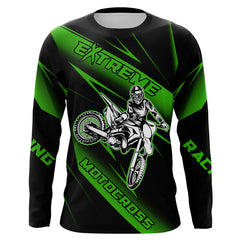 Maxcorners Motocross Racing Jersey Green Upf30+ Dirt Bike Shirt Motorcycle Off-Road Jersey MT2709