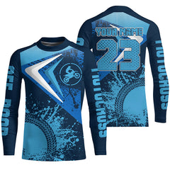 Maxcorners Motocross Jersey Blue Custom Dirt Bike Shirt For Kid Men Women Off-road Racing Shirt MT2709