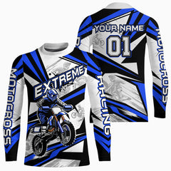 Maxcorners Blue Dirt Bike Racing Jersey Upf30+ Motocross Shirt Men Kid Women Off-Road Jersey MT2709