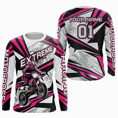 Maxcorners Pink Dirt Bike Racing Jersey Upf30+ Motocross Shirt Men Kid Women Off-Road Jersey MT2709