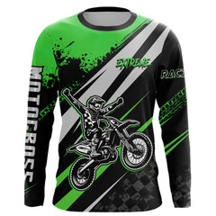 Maxcorners Dirt Bike MX Racing Jersey Green Upf30+ Motocross Shirt Women Kid Off-Road Shirt MT2709